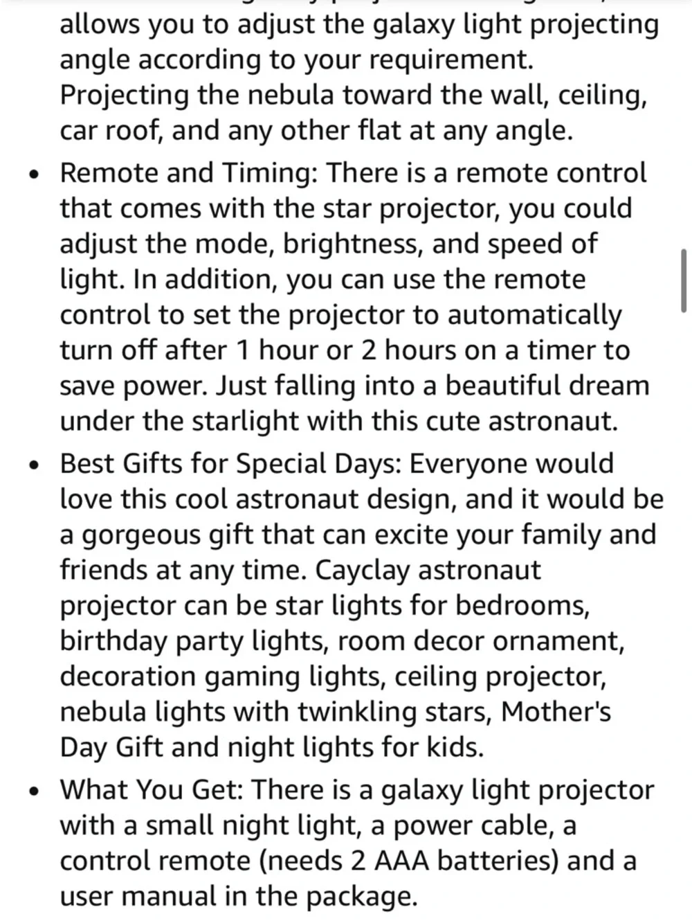NEW Astronaut Star Galaxy Projector Lantern Night Light White remote & timer